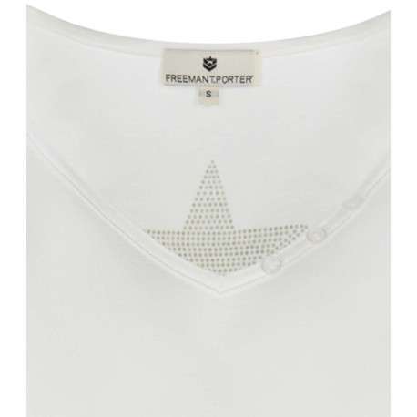 T-shirt Tarissa Icon blanc uni avec une coupe droite col v et à manches courtes - Image 3