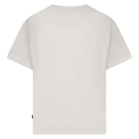 T-shirt en coton blanc uni avec feuilles et fleurs floquées à la poitrine - Image 2