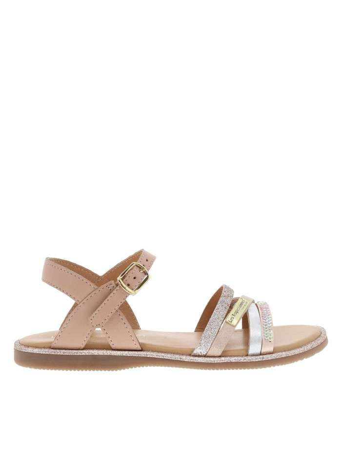 Nu-pieds en cuir rose à...