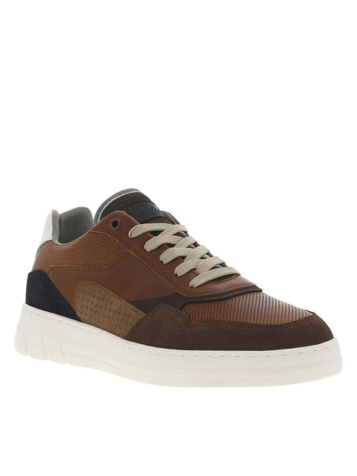 Sneakers en cuir marron à...