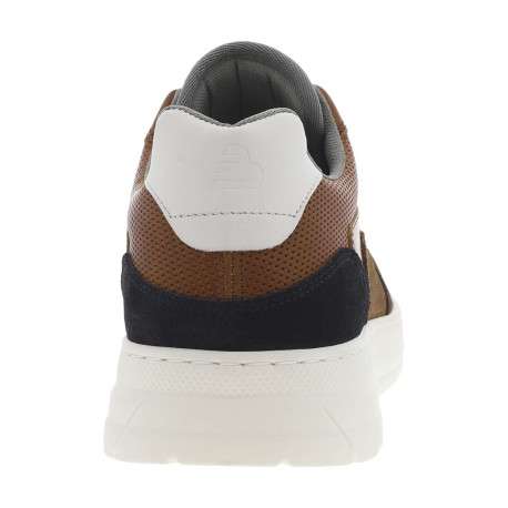 Sneakers en cuir marron à semelle semi-compensée blanche et lacets plats - Image 4