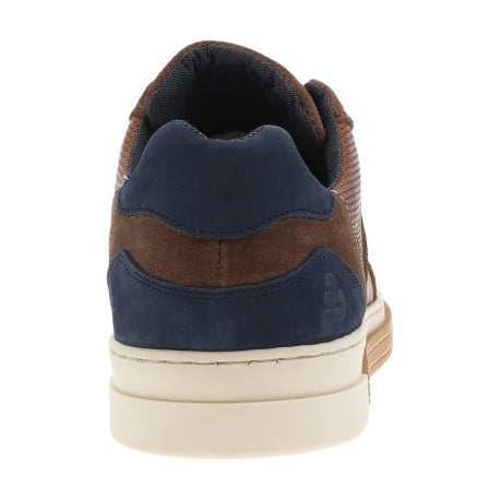 Sneakers en cuir patiné marron à semelle vulcanisée et lacets plats - Image 4