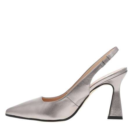 Escarpins en cuir rose gold aspect métallisé avec un talon entonnoir - Image 3