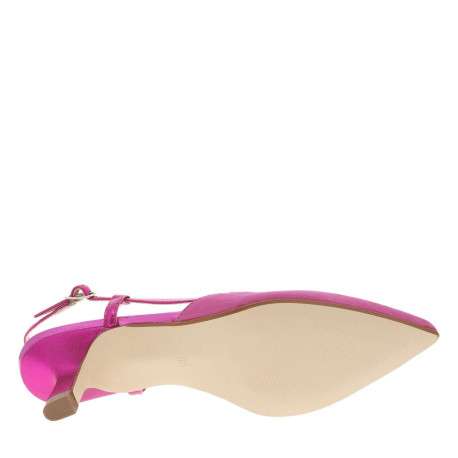 Escarpins en cuir nubuck fuchsia aspect métallisé à talon décroché moyen - Image 7