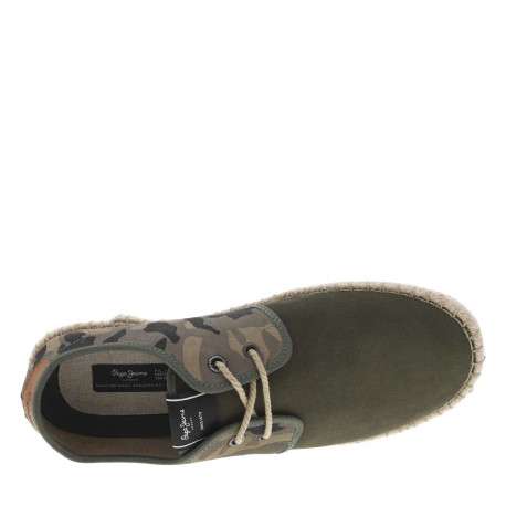 Basket en cuir suède kaki, doublure biologique, semelle cordée et lacet tressé - Image 5