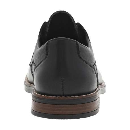Derbies en cuir noir à talon aspect boisé décroché bas et à lacets ronds enduis - Image 4