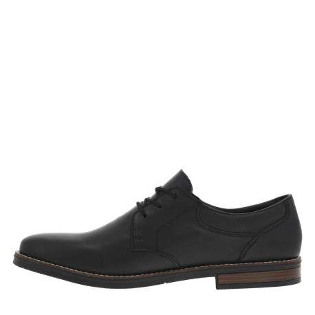 Derbies en cuir noir à talon aspect boisé décroché bas et à lacets ronds enduis - Image 3