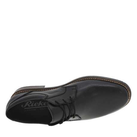 Derbies en cuir noir à talon aspect boisé décroché bas et à lacets ronds enduis - Image 5