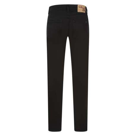 Jean noir uni en coton avec 5 poches et un bouton noir au niveau de la taille - Image 2