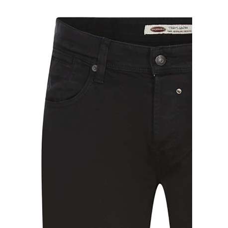 Jean noir uni en coton avec 5 poches et un bouton noir au niveau de la taille - Image 4