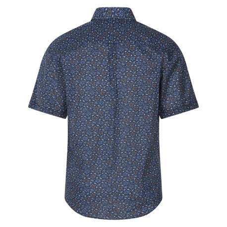 Chemise en coton bleu fleurie avec un col américain et une coupe regular fit - Image 2