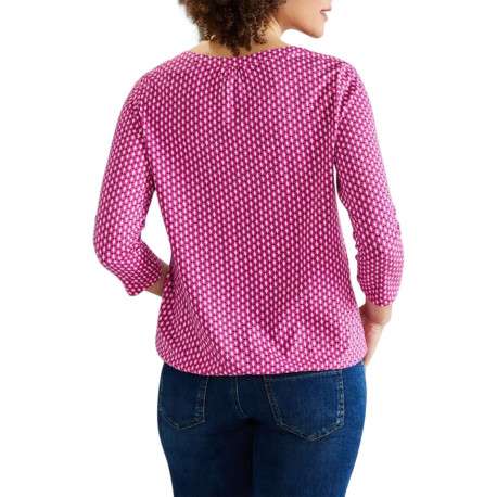 Blouse en coton biologique mélangé rouge imprimé losange à coupe droite et col v - Image 2