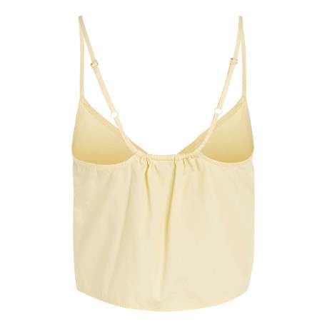 Top à fines bretelles en coton biologique jaune uni à coupe cropped et col v - Image 5
