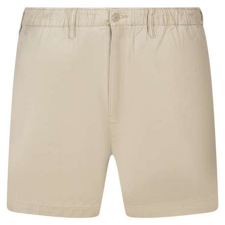 Short chino en coton camel uni avec une coupe droite et une taille intermédiaire