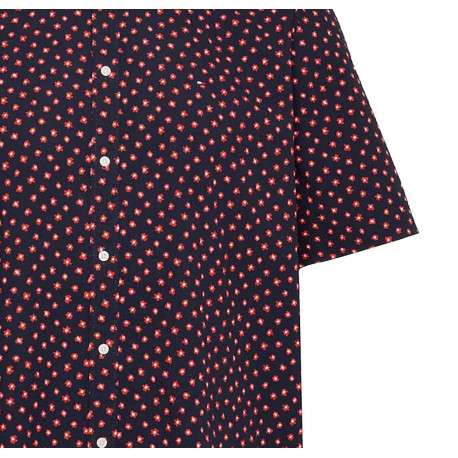 Chemise en coton marine fleurie à coupe regular fit et col américain - Image 3