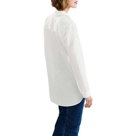 Chemisier blanc en lin et coton blanc avec une coupe longue et un col français - Image 3