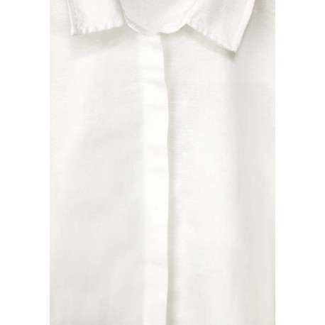 Chemisier blanc en lin et coton blanc avec une coupe longue et un col français - Image 4