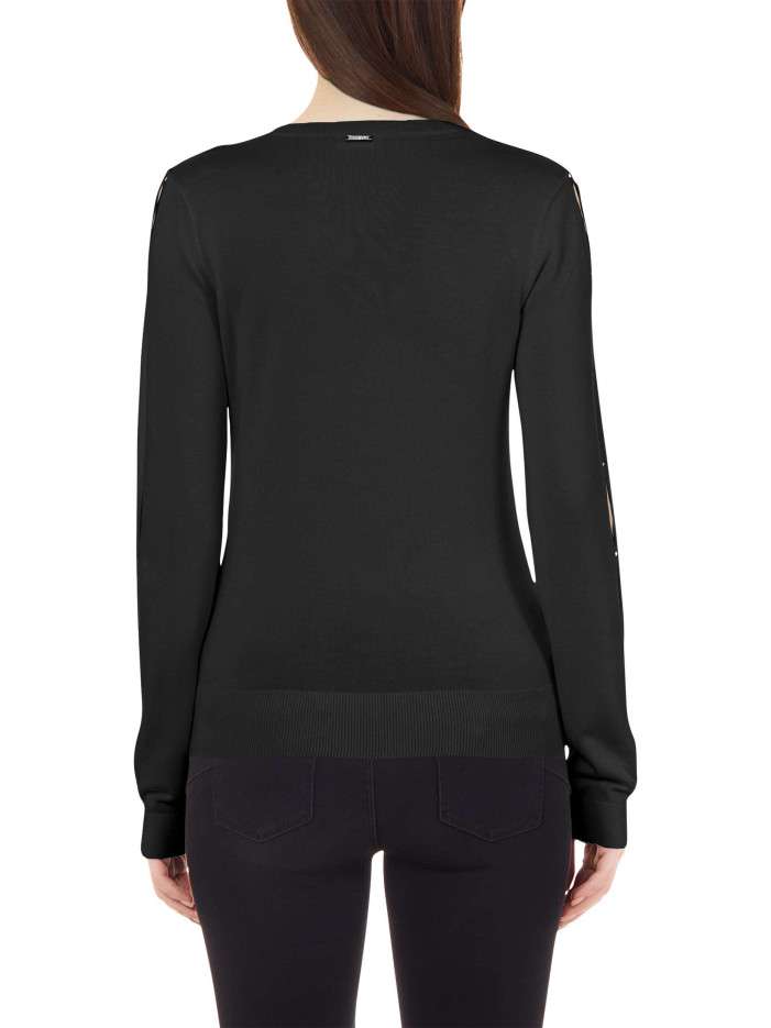 Pull Près Du Corps Acrylique 100% - Taille 42/44 - Noir - Vintage - Occasion Très Bon État