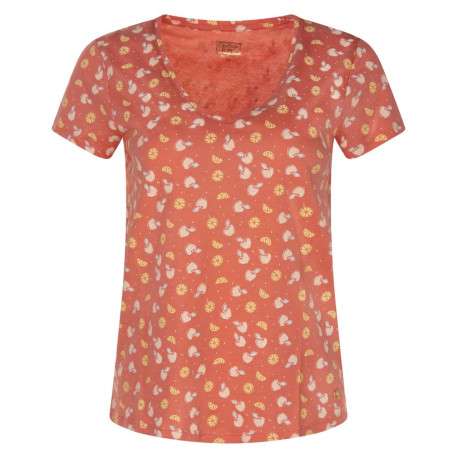 T-shirt Agrume en coton pêche imprimé fruit à coupe droite et col v