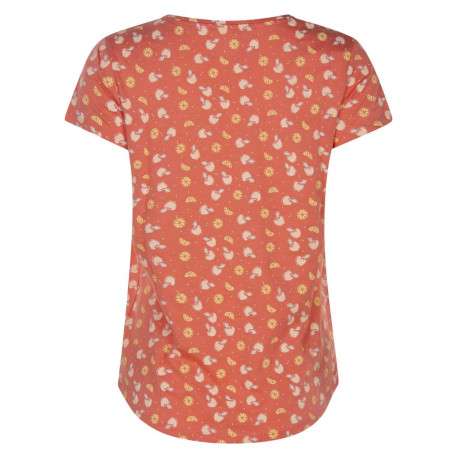 T-shirt Agrume en coton pêche imprimé fruit à coupe droite et col v - Image 2