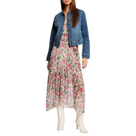 Veste stone en jean à coupe droite col français et à manches longues - Image 5