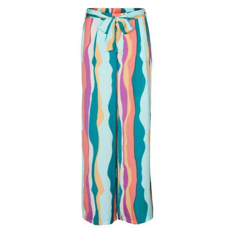 Pantalon pétrole imprimé abstrait avec une coupe large et une taille haute