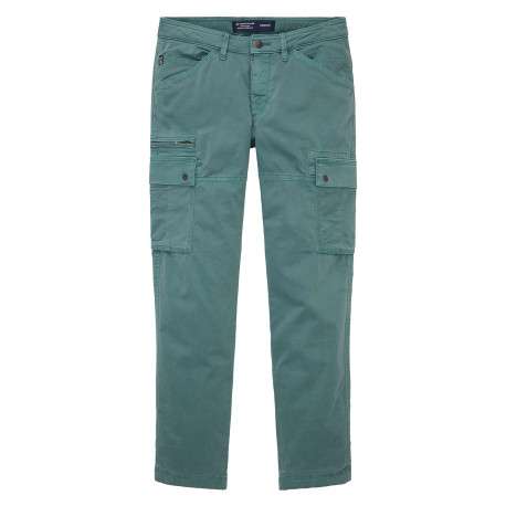 Pantalon cargo en coton vert uni à coupe droite et taille intermédiaire - Image 6