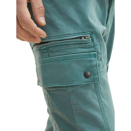 Pantalon cargo en coton vert uni à coupe droite et taille intermédiaire - Image 10