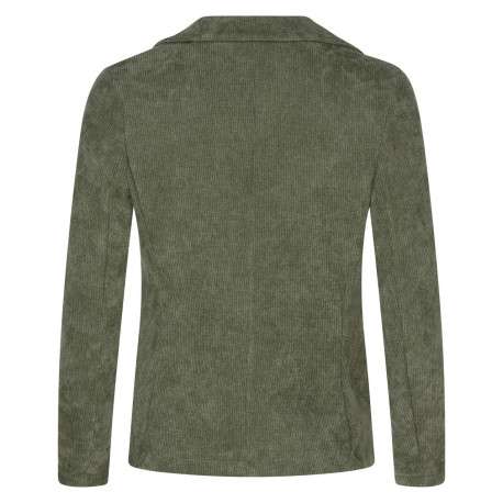 Blazer kaki en velours à coupe ajustée col cranté et à manches longues - Image 2