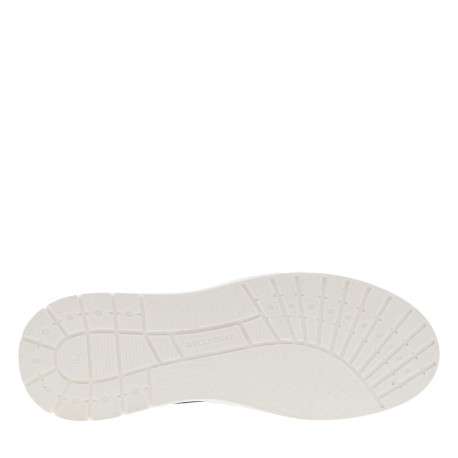 Sneakers en cuir marine à semelle semi-compensée blanche et lacets plats - Image 5
