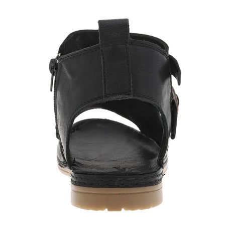 Nu-pieds en cuir noir à talon plat et à boucle à ardillon dorée - Image 6