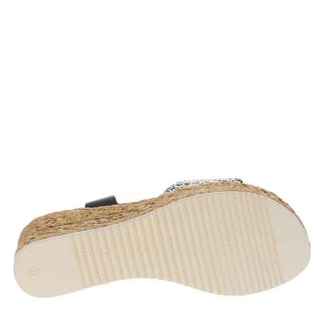 Nu-pieds en cuir noir à sequins, semelle compensée et boucle à ardillon - Image 5