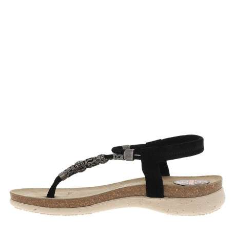 Nu-pieds en cuir suède à breloques, semelle semi-compensée et boucle à ardillon