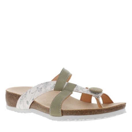 Sandales semi-compensées à première en cuir suède et bride entre-doigts