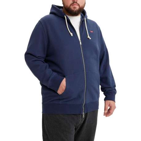 Cardigan zippé Levi's® en coton marine uni avec une coupe droite - Image 3
