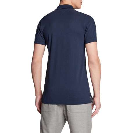 Polo en coton maille piquée marine avec une coupe droite et un col boutonné - Image 2