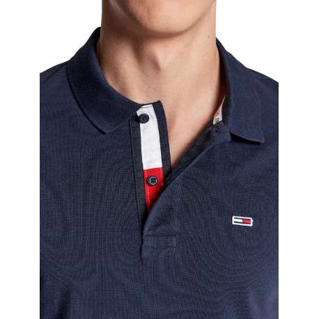 Polo en coton maille piquée marine avec une coupe droite et un col boutonné - Image 3
