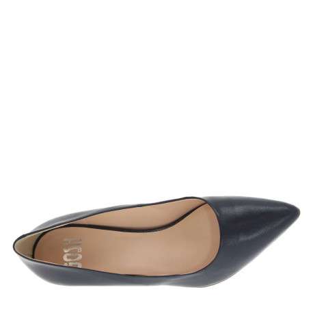 Escarpins en cuir bleu marine, première cuir à enfiler, à talon haut stiletto - Image 4