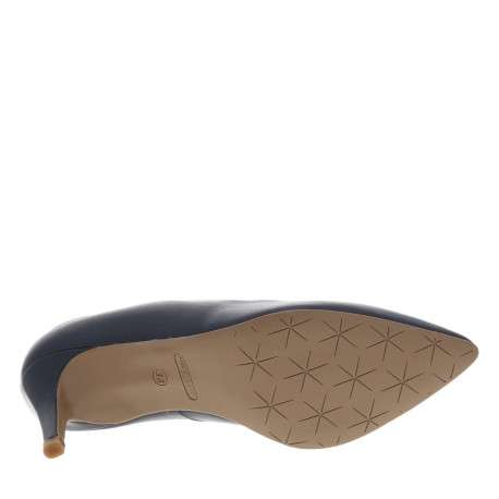 Escarpins en cuir bleu marine, première cuir à enfiler, à talon haut stiletto - Image 5