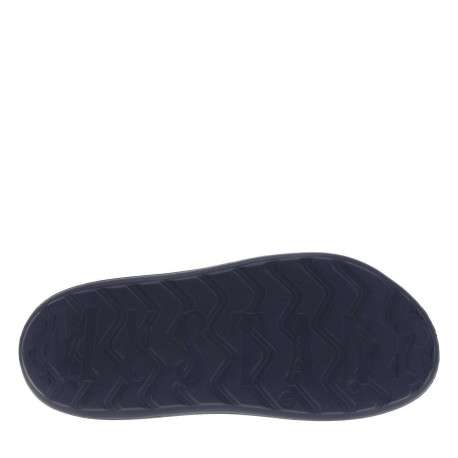Claquettes bleues à semelle plateforme grainée avec nom de la marque débossé - Image 5