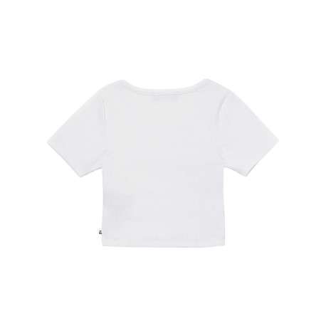 Tee-shirt en coton blanc uni en maille côtelé avec lurex argenté sur le col - Image 2