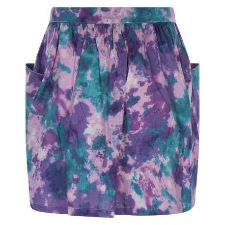 Jupe courte en coton violet tachetée avec une coupe évasée et 2 poches latérales - Image 2