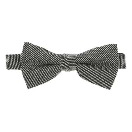 Noeud-papillon prénoué noir et blanc tissé