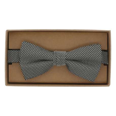 Noeud-papillon prénoué noir et blanc tissé - Image 2