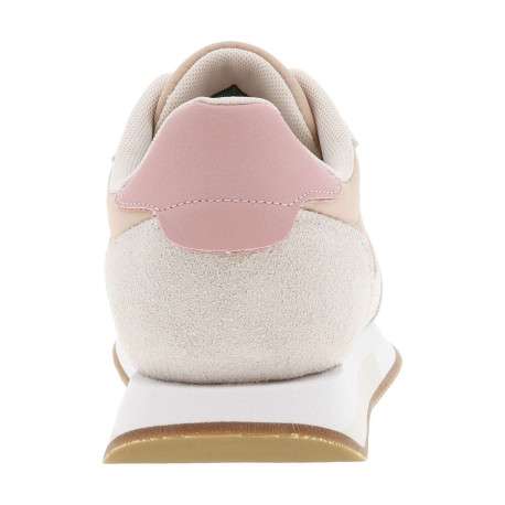 Baskets divers cuir rose et saumon à semelle running et lacets plats - Image 6