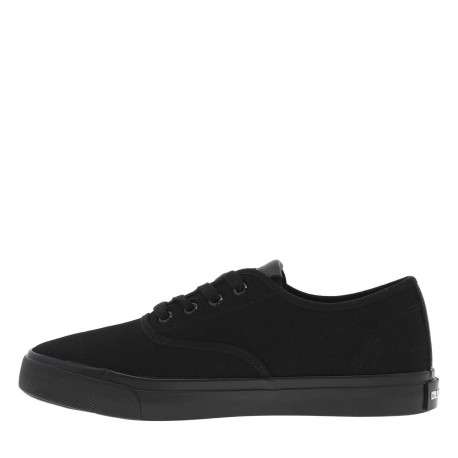 Baskets basses en toile noire à semelle noire vulcanisée et lacets ton sur ton