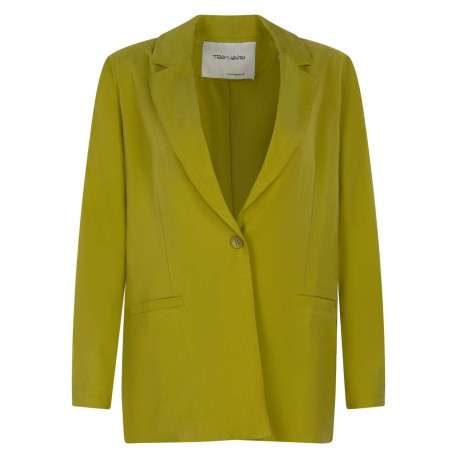 Blazer V-Rosa vert uni à coupe droite col cranté et à manches longues