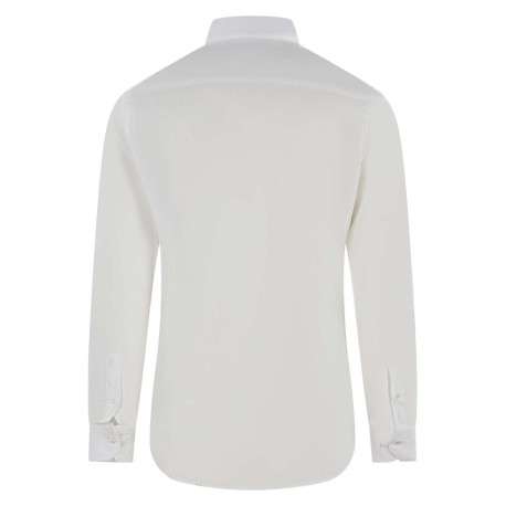 Chemise blanche unie à coupe ajustée col italien et à manches longues - Image 2