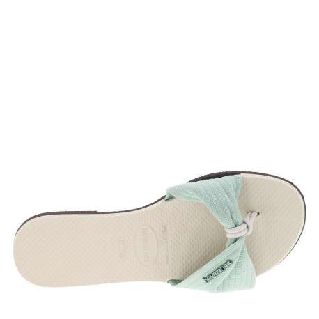 Tongs antidérapantes à entre-doigts liant la sangle beige à lurex du coup-de-pied - Image 4