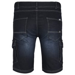 Short Cargo en jean de coton indigo uni aux coutures contrastées